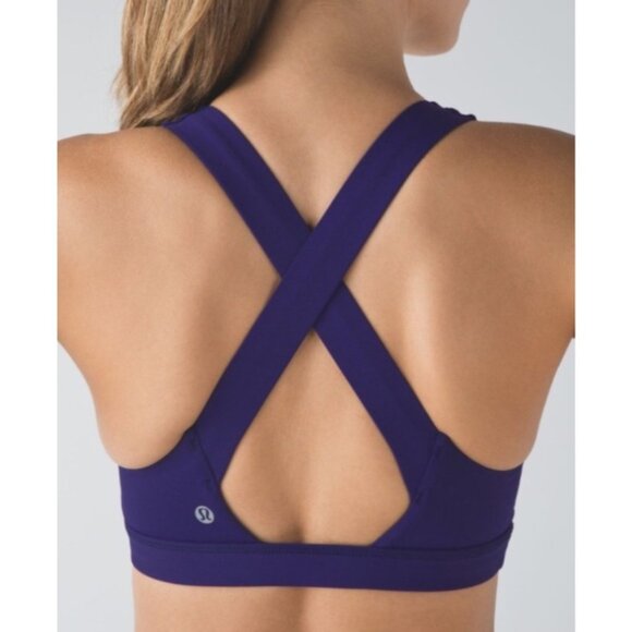 lululemon athletica Other - Lululemon Run Stuff Your Bra Power Mesh Emperor Blue Purple Sports Bra Cutout 10
